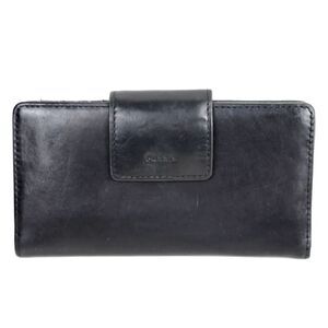 VTG FOSSIL BLACK GENUINE LEATHER ID CARD COIN HOLDER BILL BIFOLD WALLET (1)